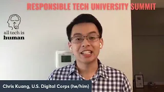 Chris Kuang, founder of US Digital Corps, presents at the Responsible Tech University Summit