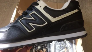 Кроссовки оптом New Balance 574 кожаные, черные. Цена 800₽