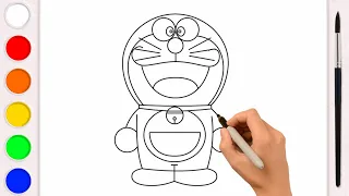 Drawing and coloring Doraemon, painting for children. Animated drawings for children