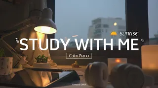 2-HOUR STUDY WITH ME | Rain sound🌧️ Calm Piano ️🎹  | Pomodoro 50/10 | Sunrise