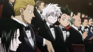 Gon and Killua run into Feitan and Phinks at auction meme (Can can)