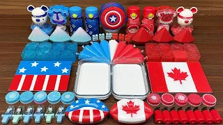 USA vs CANADA FLAGS I Mixing random into Glossy Slime I Relaxing slime videos#part1