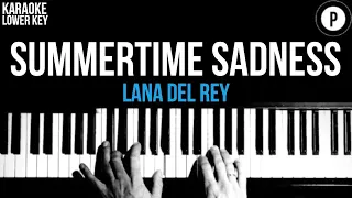 Lana Del Rey - Summertime Sadness Karaoke SLOWER Acoustic Piano Instrumental Cover Lyrics LOWER KEY