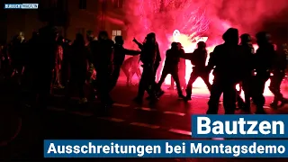 Ausschreitungen bei Montagsdemo in Bautzen am 27.12.2021