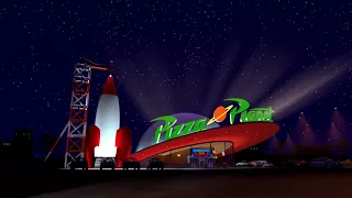Toy story Buzz and Woody go to Pizza Planet