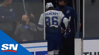 Nikita Kucherov Forced to Leave Game After Getting Crosschecked In Torso, No Call On The Play