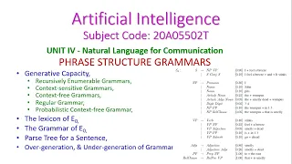 PHRASE STRUCTURE GRAMMARS-Natural Language Processing-Artificial Intelligence-20A05502T-Unit-4