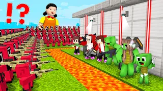Mikey & JJ Family Security House vs SQUID GAME in Minecraft - Maizen Challenge