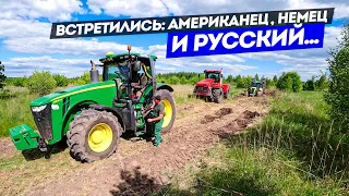 Как JD-8335r и "Кировец" К-742МПр трактору Claas Axion 940 "морду" оторвали.