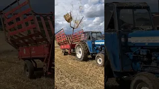 Ford 5000 with bale thrower and JF trailer