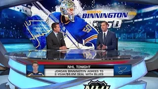 NHL Tonight:  Binnington Deal:  Blues sign RFA Jordan Binnington to two year deal  Jul 15,  2019