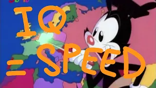 Yakko's World but the higher the National IQ, the faster Yakko sings (check pin/description plz)