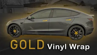 Vinyl Wrapped My Tesla in Gold!