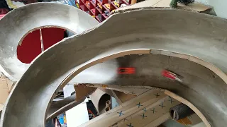 running some hot wheels through the corkscrew and the 360* turn on the DIY fat track.