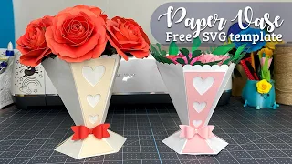 How to make Paper Vase with Cricut | Free SVG Template | DIY Mother's Day Gift | Paper Craft Idea