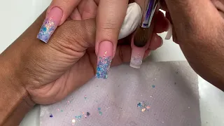 Tapered Square Glitter Ombre Acrylic Nail