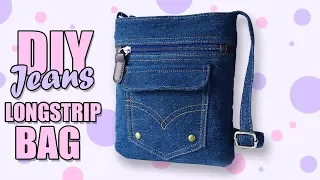 DIY JEANS CROSSBODY BAG FAST RECYCLE PANTS // Lovely Woman Purse From Old Jeans