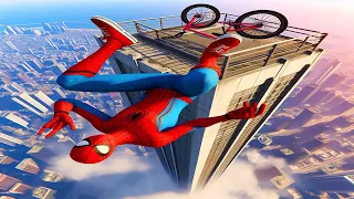 GTA 5 Spiderman BMX Parkour Jumps #65  (Euphoria Physics Showcase)