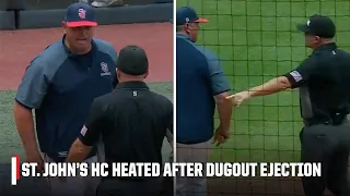 St. John's head coach gets HEATED 🔥 EJECTED in between innings 👀 | ESPN College Baseball