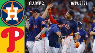 Houston Astros vs Phillies [FULL GAME 2] October 29, 2022 - MLB world series | MLB Season 2022