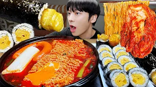 MUKBANG ASMR | SPICY FIRE NOODLES & FRIED EGG & SPAM & Kimchi KOREAN FOODS RECIPE !