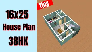 16x25 House Design 3BHK || 3D Small House Plan || 50 Gaj Makan ka Naksha || Small Home Design