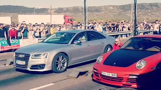 Drag Race Audi S8 600hp+ vs Porsche 1000hp+