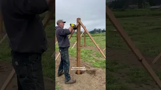 How to put a fencepost in with concrete. Love, Dad