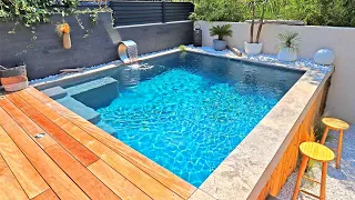 Beautiful small pools of an unusual shape for the backyard of a private house!