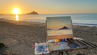 TIME-LAPSE St Micheal's Mount Sunrise, Plein Air Oil Painting
