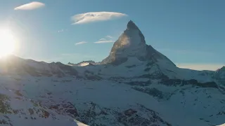 Free Stock Footage - Matterhorn Mountain at Sunset in Winter Evening Swiss Alps Switzerland