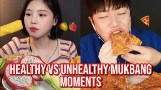 mukbangers eating HEALTHY vs UNHEALTHY foods