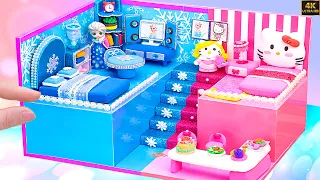 Building  House Hello Kitty vs Frozen in Hot and Cold Style From Cardboard ❤️Miniature House DIY