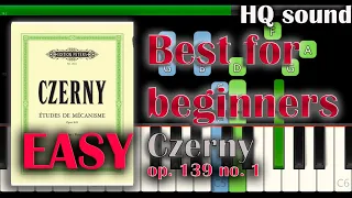 Best exercises for beginners | Czerny - Etude op. 139 no. 1 | FREE Midi | EASY Piano tutorial