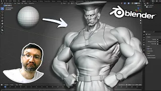 Sculpting Guile From Street Fighter in Blender