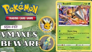 NEW Jolteon Vmax and Beedrill Really Stings | Pokemon TCG Fusion Strike Deck List | PTCGO Game Play