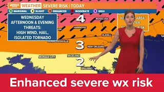 Enhanced severe weather risk in south Louisiana Wednesday