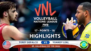 Torey DeFalco vs. Yoandy Leal | 🇺🇸 USA vs. 🇧🇷 Brazil | Quarter Finals | Highlights | Men's VNL 2022