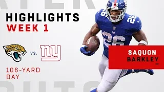Saquon Barkley Rushes for 106 Yards in NFL Debut