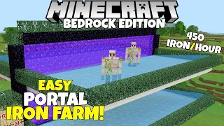 Minecraft Bedrock: EASY Portal Iron Farm Tutorial! 450 Iron/Hour! MCPE Xbox PC PS4