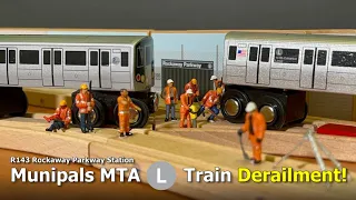 Munipals MTA R143 L Train Derails At Rockaway Parkway Station - Subway Mini Clip