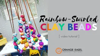 Rainbow Swirled Clay Beads