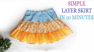 SIMPLE LAYERED SUMMER SKIRT IN 10 MINUTES/ BABY SKIRT WITH ELASTIC WAISTBAND/DIY LAYERED SUMMERSKIRT