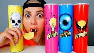 MIU Mukbang 손가락 가족 노래 먹는 비디오 Eating Pringles Magic