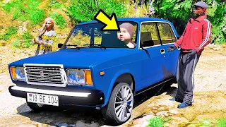 РЕАЛЬНЫЕ ПАЦАНЫ В GTA 5 - ДАЛ СЫНУ ПОРУЛИТЬ НА ВАЗ 2107! ЧУТЬ НЕ ПОПАЛИ В АВАРИЮ! ⚡ ГАРВИН