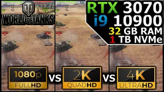 World of Tanks | 1080p vs 1440p vs 2160p | RTX 3070 | i9 10900 | 32GB RAM | 1TB NVMe