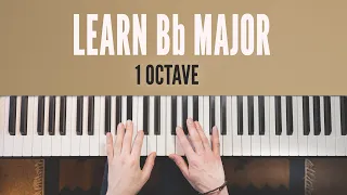 Bb Major Scale on piano - Right Hand, Left Hand, Both Hands Together // 1 Octave tutorial