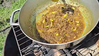 cooking  pachonie in the  backyard