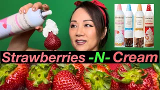 INDULGENT ASMR STRAWBERRY FEAST: 4 FLAVORED WHIPPED CREAMS TO TRY! #asmr #먹방 #mukbang #asmreating