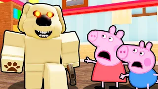 Peppa Pig and George Pig VS ESCAPE EVIL DOG HOUSE IN ROBLOX
